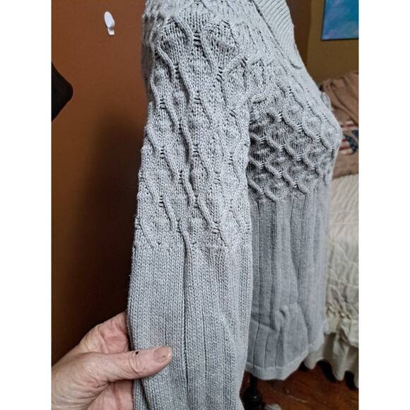 Calvin Klein Women's Cozy Cardigan Sweater Grey Size Md Fit and Flare Cable Knit - Picture 5 of 10
